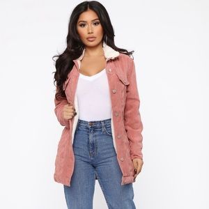 Fashion Nova Mauve Corduroy Sherpa lined Jacket